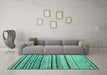 Machine Washable Abstract Turquoise Modern Area Rugs in a Living Room,, wshabs5238turq