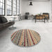 Round Machine Washable Abstract Light French Beige Brown Rug in a Office, wshabs5238