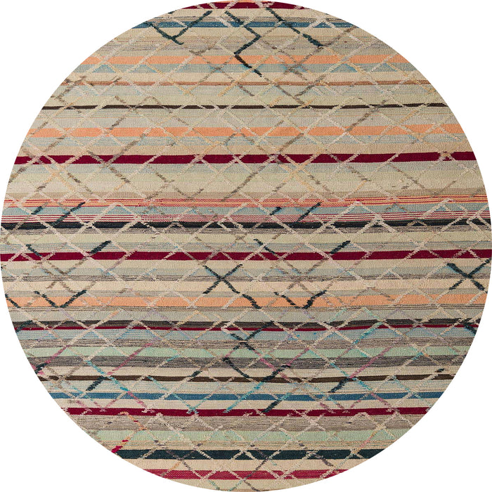 Round Abstract Light French Beige Brown Modern Rug, abs5238