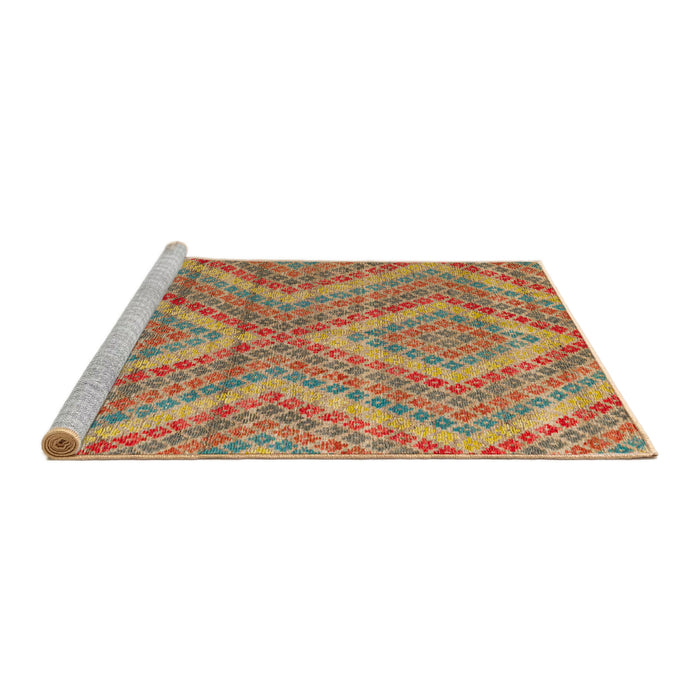 Sideview of Machine Washable Abstract Red Rug, wshabs5239