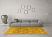 Machine Washable Abstract Yellow Modern Rug in a Living Room, wshabs5239yw