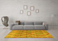 Machine Washable Abstract Yellow Modern Rug, wshabs5239yw