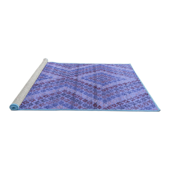 Sideview of Machine Washable Abstract Blue Modern Rug, wshabs5239blu
