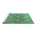 Sideview of Machine Washable Abstract Turquoise Modern Area Rugs, wshabs5239turq