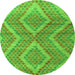 Round Abstract Green Modern Rug, abs5239grn