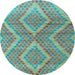 Round Abstract Light Blue Modern Rug, abs5239lblu