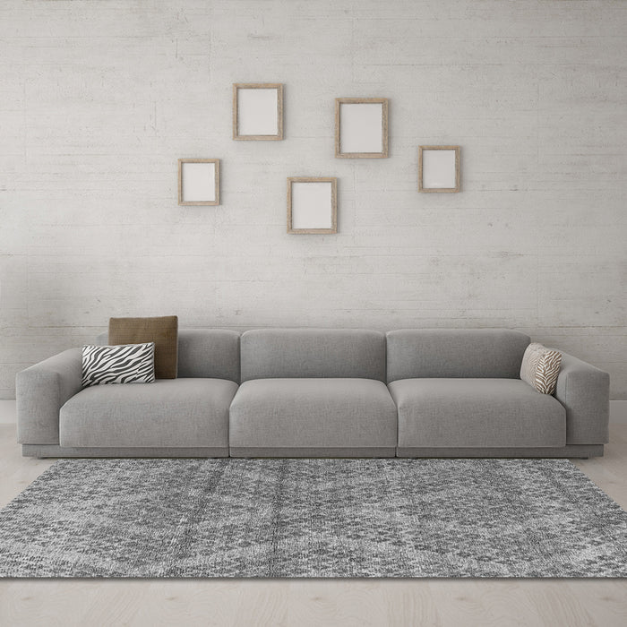 Machine Washable Abstract Gray Modern Rug in a Living Room,, wshabs5239gry