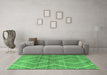 Machine Washable Abstract Emerald Green Modern Area Rugs in a Living Room,, wshabs5239emgrn