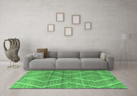 Machine Washable Abstract Emerald Green Modern Rug, wshabs5239emgrn