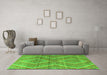 Machine Washable Abstract Green Modern Area Rugs in a Living Room,, wshabs5239grn