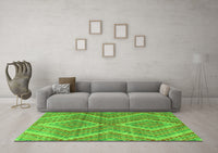 Machine Washable Abstract Green Modern Rug, wshabs5239grn