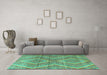 Machine Washable Abstract Turquoise Modern Area Rugs in a Living Room,, wshabs5239turq