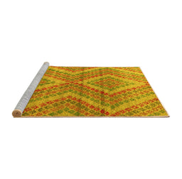 Sideview of Machine Washable Abstract Yellow Modern Rug, wshabs5239yw