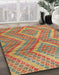 Abstract Red Modern Rug in Family Room, abs5239