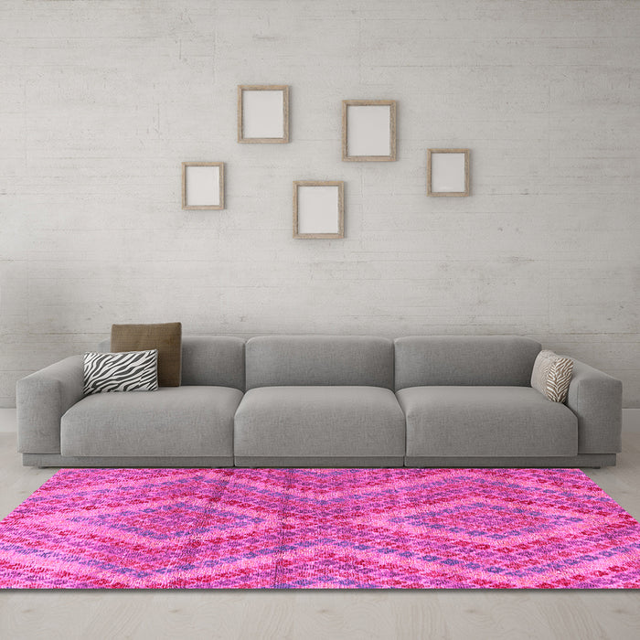 Machine Washable Abstract Pink Modern Rug in a Living Room, wshabs5239pnk