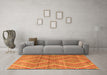 Machine Washable Abstract Orange Modern Area Rugs in a Living Room, wshabs5239org