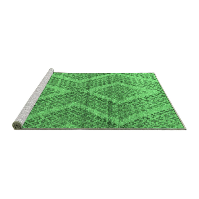 Sideview of Machine Washable Abstract Emerald Green Modern Area Rugs, wshabs5239emgrn