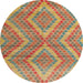 Round Abstract Red Modern Rug, abs5239