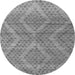 Round Machine Washable Abstract Gray Modern Rug, wshabs5239gry