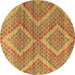 Round Abstract Brown Modern Rug, abs5239brn