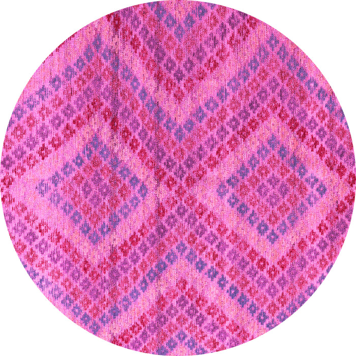 Round Machine Washable Abstract Pink Modern Rug, wshabs5239pnk