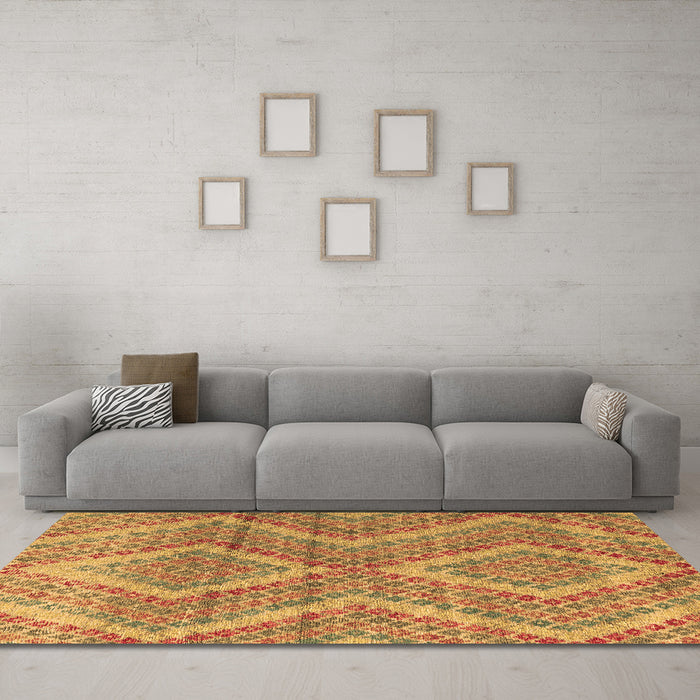 Machine Washable Abstract Brown Modern Rug in a Living Room,, wshabs5239brn