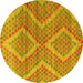 Round Abstract Yellow Modern Rug, abs5239yw