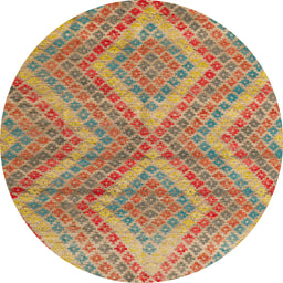 Round Machine Washable Abstract Red Rug, wshabs5239
