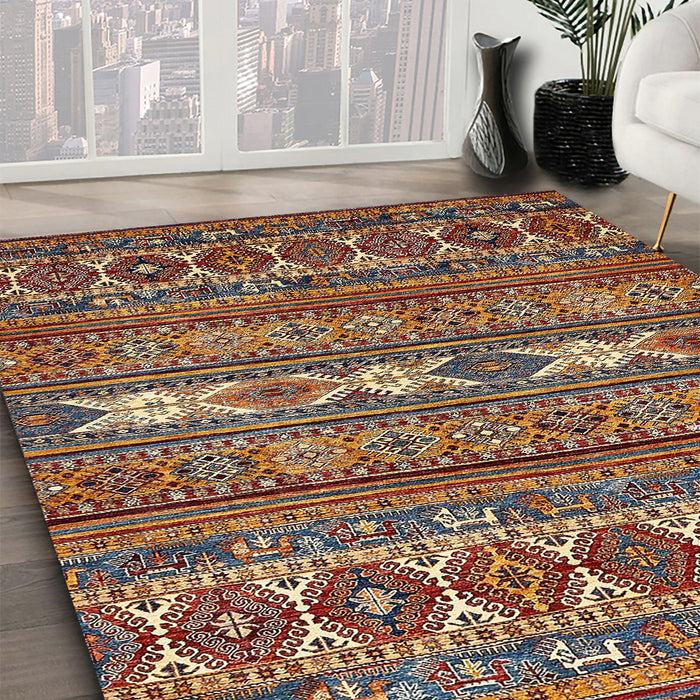 Machine Washable Abstract Vermilion Red Rug in a Family Room, wshabs523