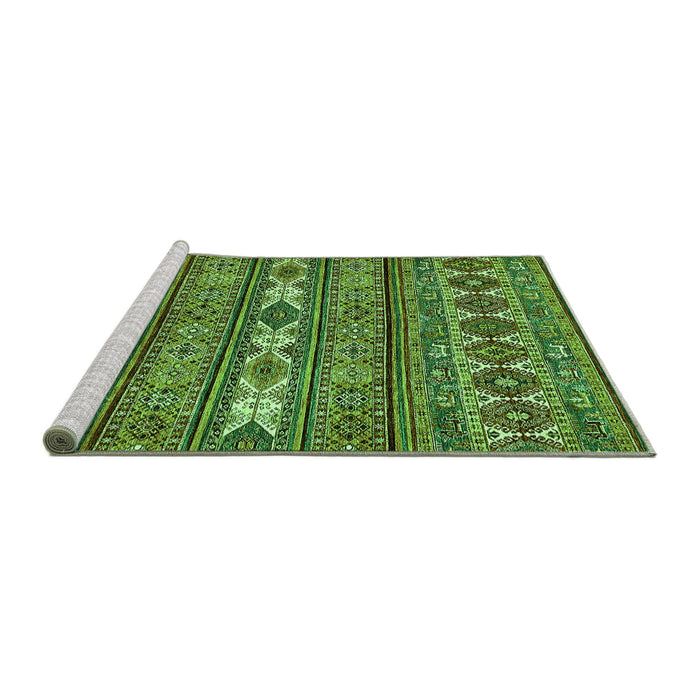 Sideview of Machine Washable Abstract Green Modern Area Rugs, wshabs523grn