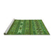 Sideview of Machine Washable Abstract Green Modern Area Rugs, wshabs523grn