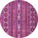 Round Machine Washable Abstract Pink Modern Rug, wshabs523pnk