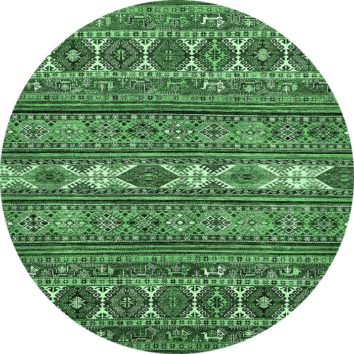 Round Abstract Emerald Green Modern Rug, abs523emgrn