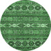 Round Abstract Emerald Green Modern Rug, abs523emgrn