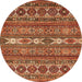 Round Abstract Orange Modern Rug, abs523org