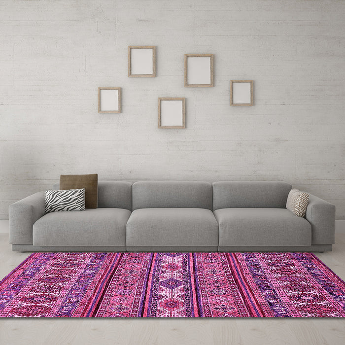 Machine Washable Abstract Pink Modern Rug in a Living Room, wshabs523pnk