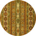 Round Abstract Yellow Modern Rug, abs523yw