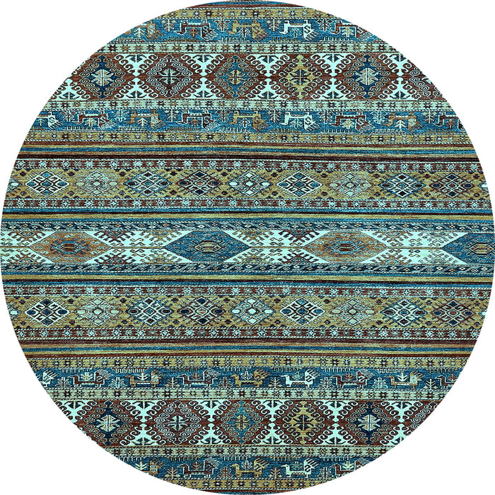 Round Abstract Light Blue Modern Rug, abs523lblu