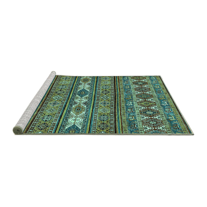 Sideview of Machine Washable Abstract Turquoise Modern Area Rugs, wshabs523turq