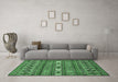 Machine Washable Abstract Emerald Green Modern Area Rugs in a Living Room,, wshabs523emgrn