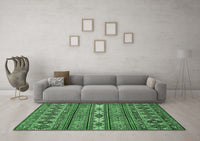 Machine Washable Abstract Emerald Green Modern Rug, wshabs523emgrn