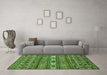 Machine Washable Abstract Green Modern Area Rugs in a Living Room,, wshabs523grn