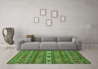 Machine Washable Abstract Green Modern Rug, wshabs523grn