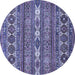 Round Abstract Blue Modern Rug, abs523blu