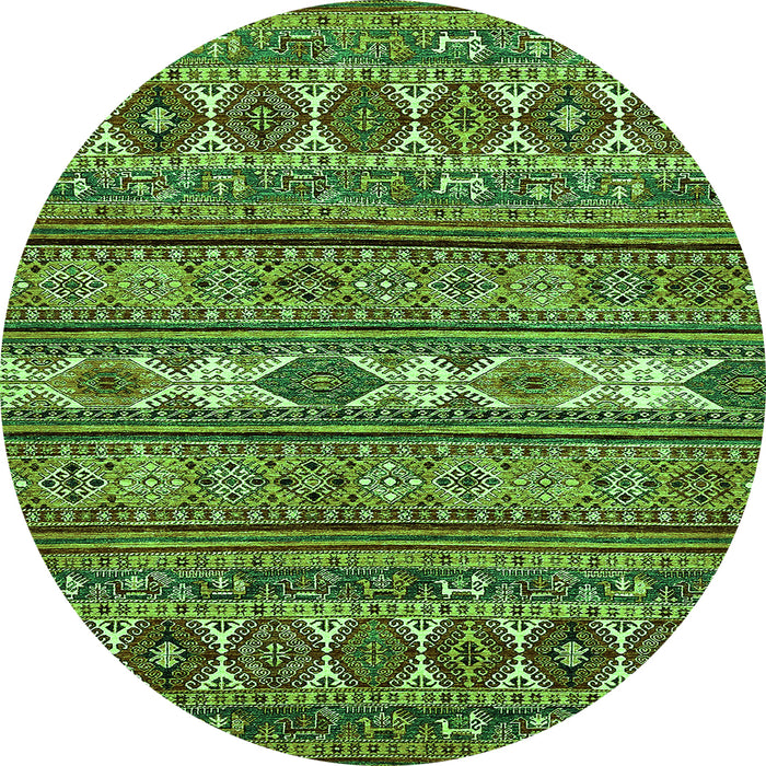 Round Abstract Green Modern Rug, abs523grn