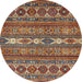 Round Abstract Red Modern Rug, abs523