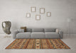 Machine Washable Abstract Brown Modern Rug in a Living Room,, wshabs523brn