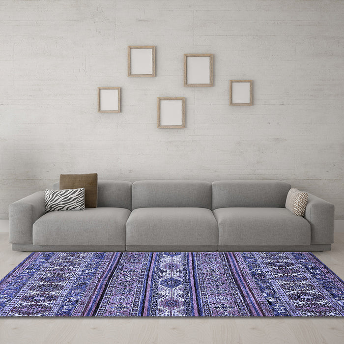 Machine Washable Abstract Blue Modern Rug in a Living Room, wshabs523blu