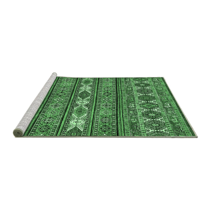 Sideview of Machine Washable Abstract Emerald Green Modern Area Rugs, wshabs523emgrn