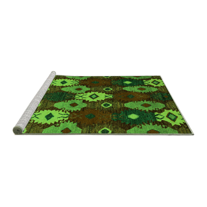 Sideview of Machine Washable Abstract Green Modern Area Rugs, wshabs5240grn